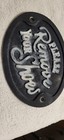 Antique Cast  Iron Sign  Black With White Lettering 