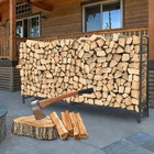 8ft Large Heavy Duty Firewood Rack Fireplace Log Rack Storage Stand Elevated