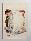 1957 Soviet New Year Postcard Children Snowman Christmas Russian Card