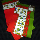 Nos Vtg German Folk Art Hand Printed Linen Tablecloth 43x55 