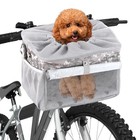 Dog Bike Basket  Pet Bicycle Carrier  Dog Car Seat With Safety Rope  Grey