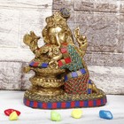 Brass Hindu God Lord Ganesh Bhagwan With Shivling  Idol Figurine Statue