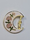 Gamma Phi Beta Lapel Pin Crescent Moon 3 Pink Carnations