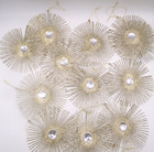 Vintage 12 Starburst Atomic Sputnik Glitter Gold Rhinestone Christmas Ornament