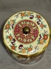 Vintage Daher England Floral Biscuit Tin Metal Container 6    Tall With Lid