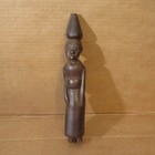 Vtg Hand Carved Wood African Woman Carrying Child Tribal Figure Statue 12 