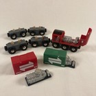 Brio Wooden Railway Train Lot Of 5 Cars Red Engine Green Box Magnetic Motors