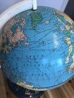 Ohio Art World Globe No  986 Zodiac Base Flight Times Tin Lithograph Vintage