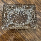 Vintage Rectangular Heavy Cut Glass Personal Ashtray Clear