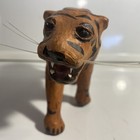 Vintage Mcm Paper Mache Leather Wrapped Tiger With Glass Eyes