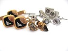 Cuff Links Tie Clasp Lot Art Deco Mcm Citrine Gold Plt Sterling Holiday Wedding