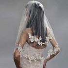 2 Tiers Wedding Veil Lace Edge Waist Length Short Bridal Veil With Comb