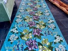 Turquoise 50s Oriental Dynasty Vintage Everglaze Chintz Barkcloth Vintage Fabric