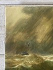 Antique Original Oil Painting European Nautical Marine Ship Storm 12  X 15 