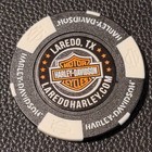 Laredo Hd   Texas  black white Full Color  Harley Davidson Poker Chip