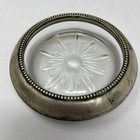 Vintage Coaster Ashtray Round Crystal Sterling Silver Rim Wine Bottle Holder
