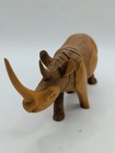 Vintage Hand Carved Wood Rhinoceros Sculpture African Wooden Rhino Figure 6x3 