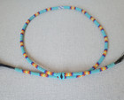 Vtg Signed Nm Navajo Tubular Beadwork Hatband Turquoise Fire Horsehair Western