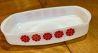 Federal Milk Glass 1 5 Quart Red Daisy Casserole Flower Power
