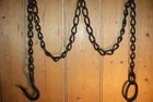 Antique Wrought Iron Hook On Length Of Chain Beam Iron Ring