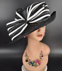Church Kentucky Derby Hat Carriage Tea Party Wedding  Royal Ascot  Black W White