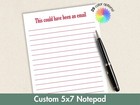 Personalized 5x7 Lined Notepad - Font And Color Options
