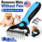 2 Sided Pet Grooming Brush Undercoat Rake Deshedding Brush Comb For Dogs   Cats