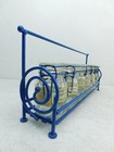 6 Glass Spice Jars Set Blue Iron Caddy Vintage Used
