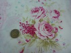 Yuwa Victorian Sweet Sue Pink Roses On White  Cotton Fabric Collectible Htf 1 Yd