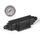 Billet Aluminum 6-an An6 Inline Fuel Filter With 1 8 Npt Pressure Gauge 0-160psi