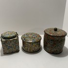 Vintage Daher England Floral Chintz Metal Canister Tins Set 3 As-is Mid Century
