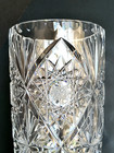 Vintage Cut Crystal Diamond Starburst Leaded Heavy Clear Vase 8  Height