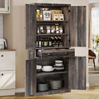 72  Freestanding Kitchen Pantry Cabinet Cupboard W 4 Doors Adjustable Shelves