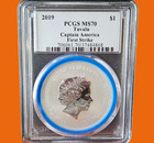 Rare 2019 Tuvalu Cap America  1 Ms70 - Mint 1oz  9999 Silver Coin