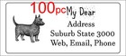 100 Personalised Return Address Label Custom Mailing Sticker 56x25mm Dog Puppy
