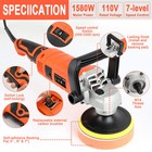 1580w Car Polisher Polishing Machine Kit Buffer Sander Variable 7 Speed W pad