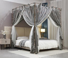 4 Corners Post Princess Curtain Bed Canopy Double Layer Cozy Mosquito Net Mesh A