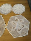 Lot Of 5 Vtg Crocheted Doiles Cottage Core Round Scalloped Edge Hexagon 10-19   