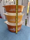 5pc Vintage Pyrex Butterfly Gold Casserole Dishes Set Of 3  471 472 473 W 2 Lids