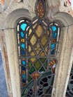 65488 Gothic Arched Stained Glass Window In Wooden Frame In Need Of Restoration