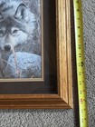 Wolf Picture Framed Solid Wood Al Frame Glass Intact  Very Nice Scene