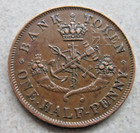 1857 Bank Of Upper Canada One Half Penny Bank Token - Gorgeous 