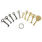 10 Antique Skeleton Keys Set Reproduction For Furniture Cabinet Door Drawer Keys