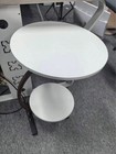 Modern Round Coffee Table Wooden Top Metal Base Small Sofa Side End Table
