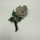 Vintage Art Deco Era Coro Rhinestone Brooch Enamel Floral Mid Century Pot Metal