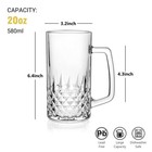 Beer Mug Set Of 2  20oz Crystal Beer Glasses With Handle  Glass Beer Mugs For   