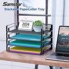 Samstar 4-pack Stackable Mesh Letter Tray  Desk File Organizer Black