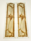Art Nouveau Stained Glass Brown Floral Panels Lot Of 6 14  X 4 