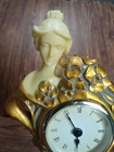 Hollywood Regency Style Gold Floral Art Nouveau Mcm Woman Mantle Clock 12  Vtg
