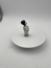 Antique Porcelain Half Doll Pin Cushion Japan Dark Hair With Rose